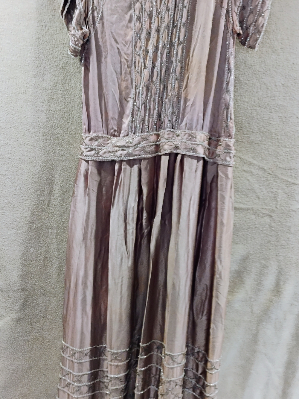 Vintage Beaded Evening Dress in Dusty Mauve